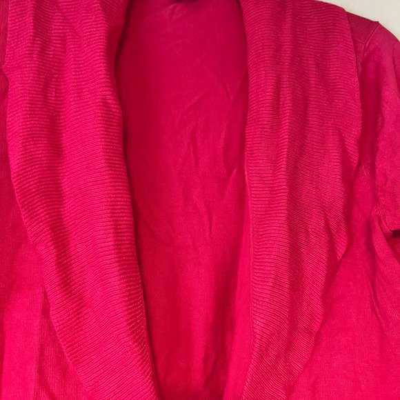 New York & Company Fuchsia 3/4 Sleeve, Shawl Collar Wrap Cardigan - Medium - Picture 3 of 5